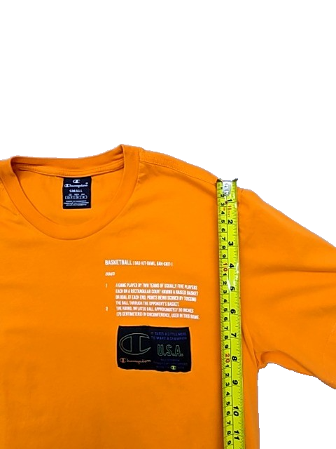 Champion Men's Orange Short Sleeve T-Shirt Small 100% Cotton Tagless