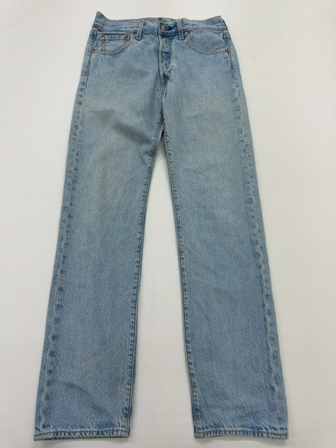 Levi’s Men Light Blue Straight 501 Jeans 29W 32L Button Fly Medium Wash Used