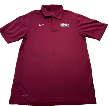 Nike Men's Maroon Nmh Lacrosse Dri-FIT Polo Shirt White Swoosh Size L