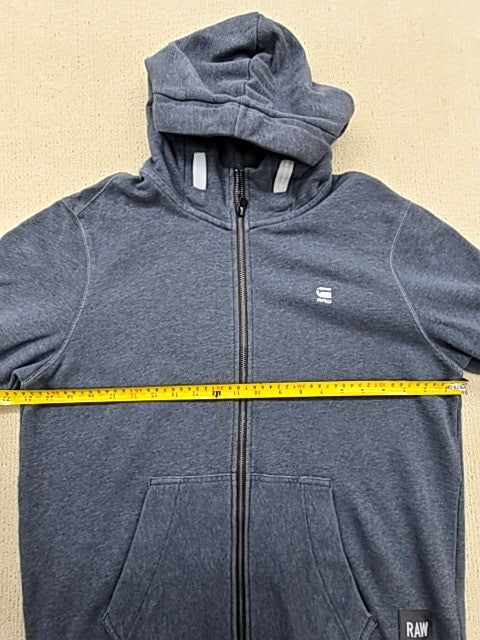 G-Star Raw Men's Gray Zip Up Hoodie Cotton Blend M Relaxed