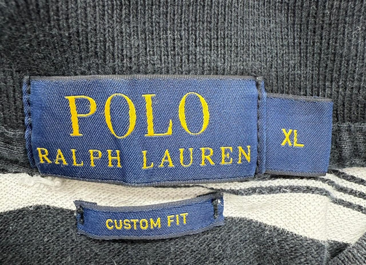 Polo Ralph Lauren Custom Fit Striped Polo Shirt XL Black White