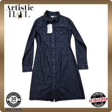 Levi's Women's Blue Denim Shirt Dress S Long Sleeve Knee Length