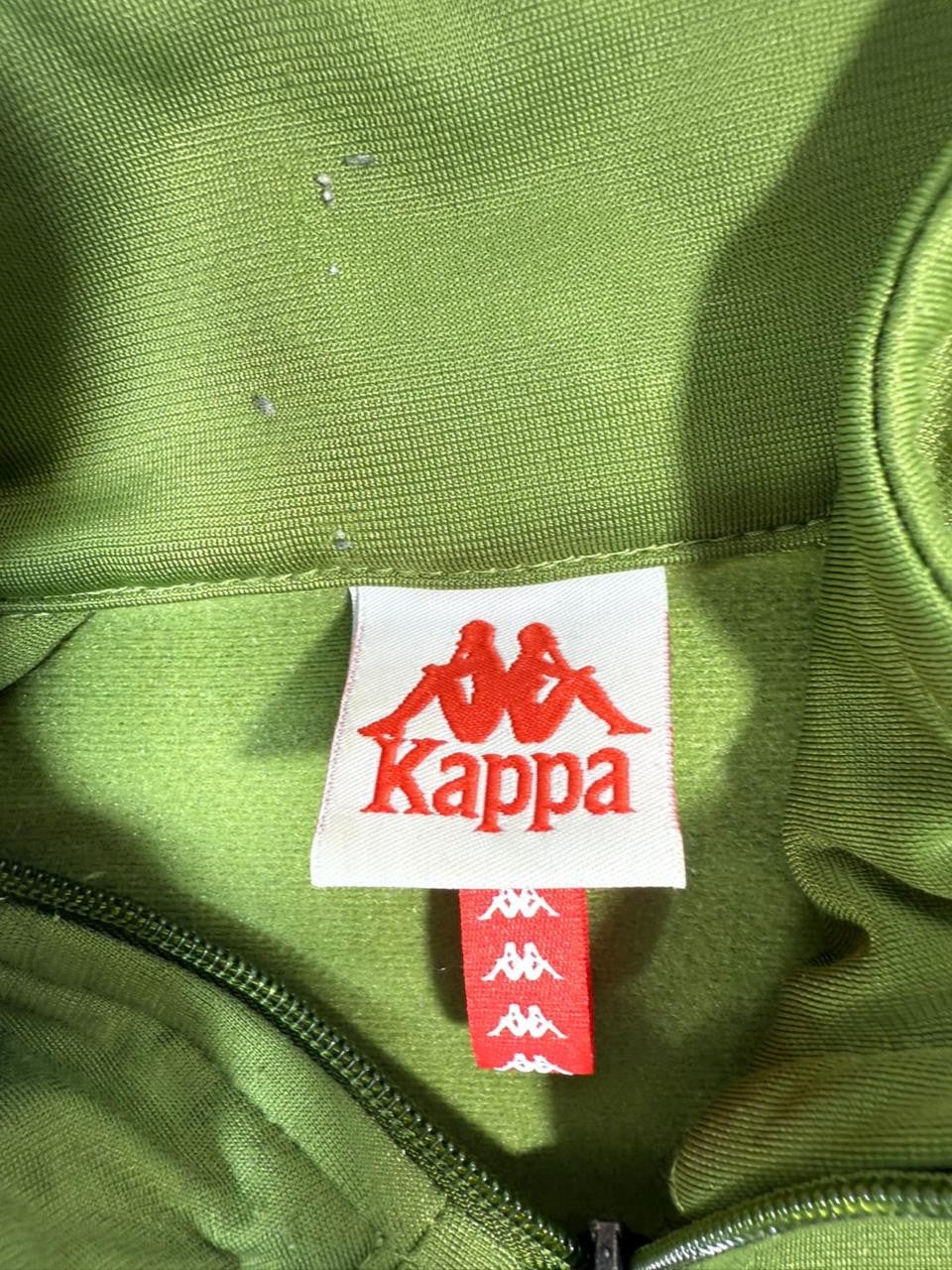 Kappa 222 Banda Anniston Slim Track Jacket In Green With Orange - Size M