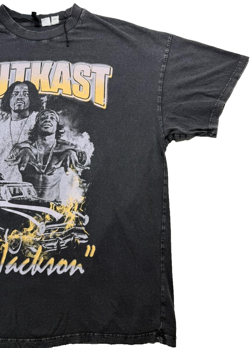 Outkast Men's Washed Black Ms. Jackson Graphic Hip Hop Vintage T-Shirt L