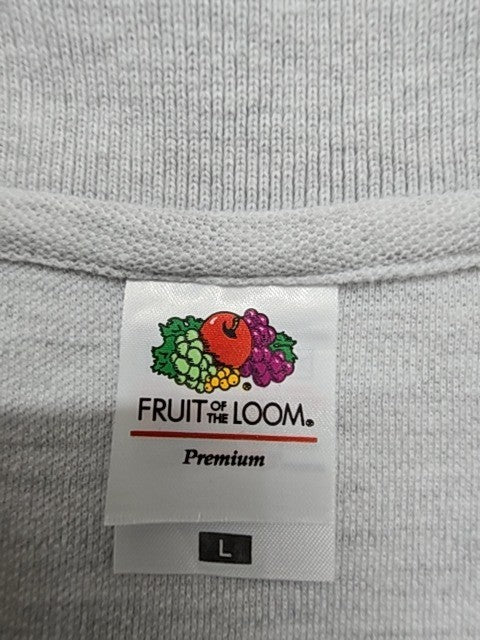 Fruit of the Loom Men Heather Gray Long Sleeve Polo Size L Regular