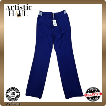 Harmont & Blaine Navy Slim Fit Cotton Pants Embroidered Dog Logo Italy