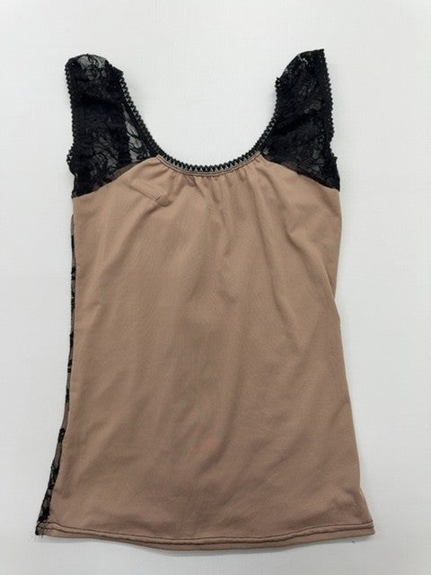VivianMiele Women Beige Lace Corset Cami Top Size XL Slim Stretch