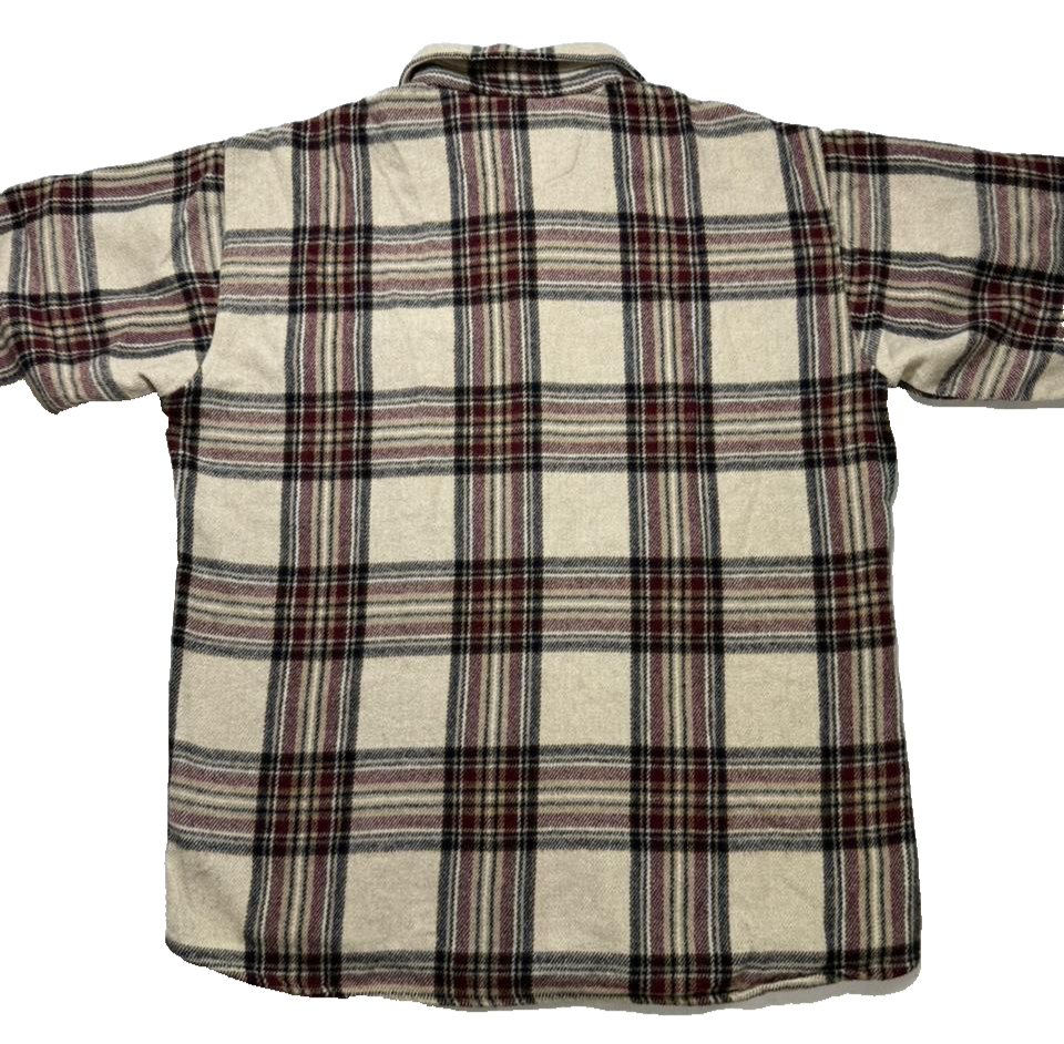 Marc Gibaldi Plaid Flannel Shirt Beige Red Check Long Sleeve Men's Casual Top XL