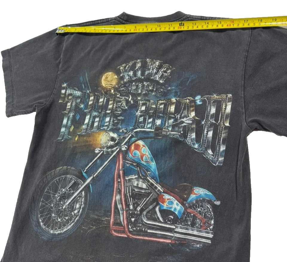 Rock Chang Men's T-Shirt Black Biker Chopper 3D Glow In Dark Heavyweight Medium