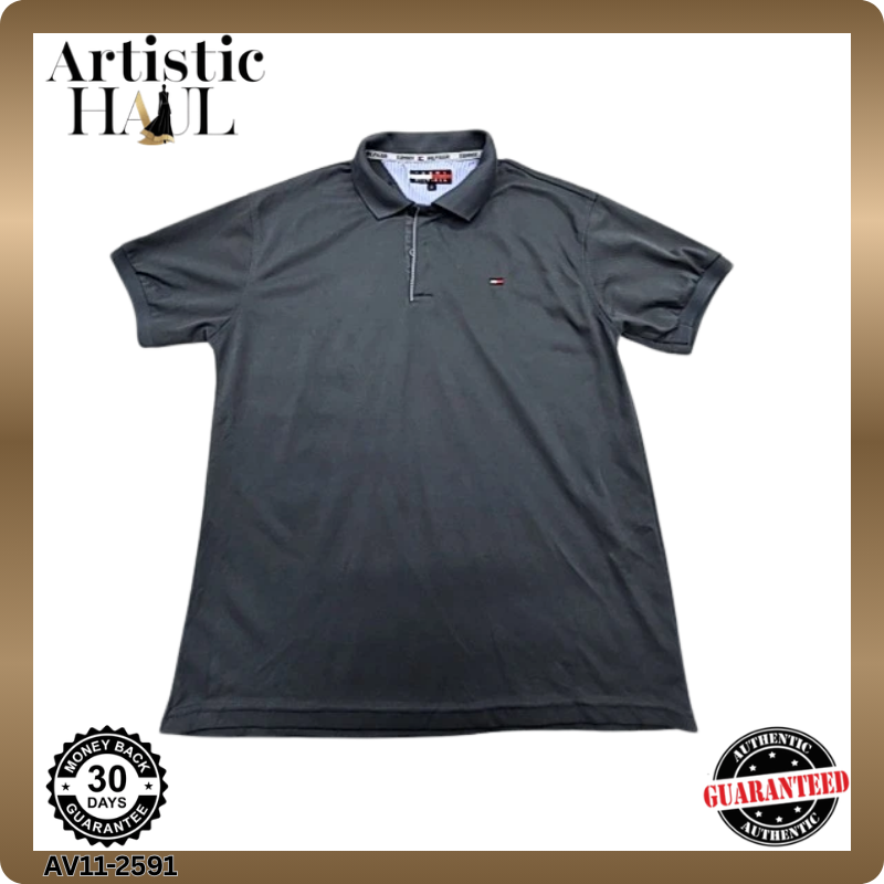Tommy Hilfiger Men's Grey Polo Shirt Size M Regular Fit Cotton Logo