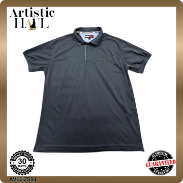 Tommy Hilfiger Men's Grey Polo Shirt Size M Regular Fit Cotton Logo