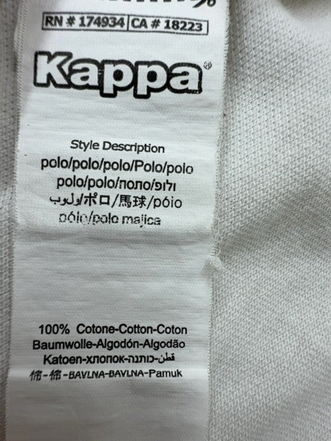 Kappa Men's XL White Cotton Short Sleeve Polo Shirt Button Collar