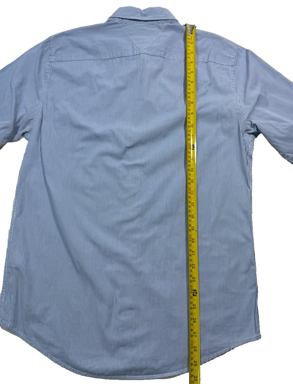 Tommy Hilfiger Men's Blue White Micro Stripe Easy Care Regular Fit Shirt Size M