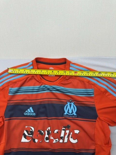 Adidas Men's XL Orange Soccer Jersey Striped Climalite Short Sleeve