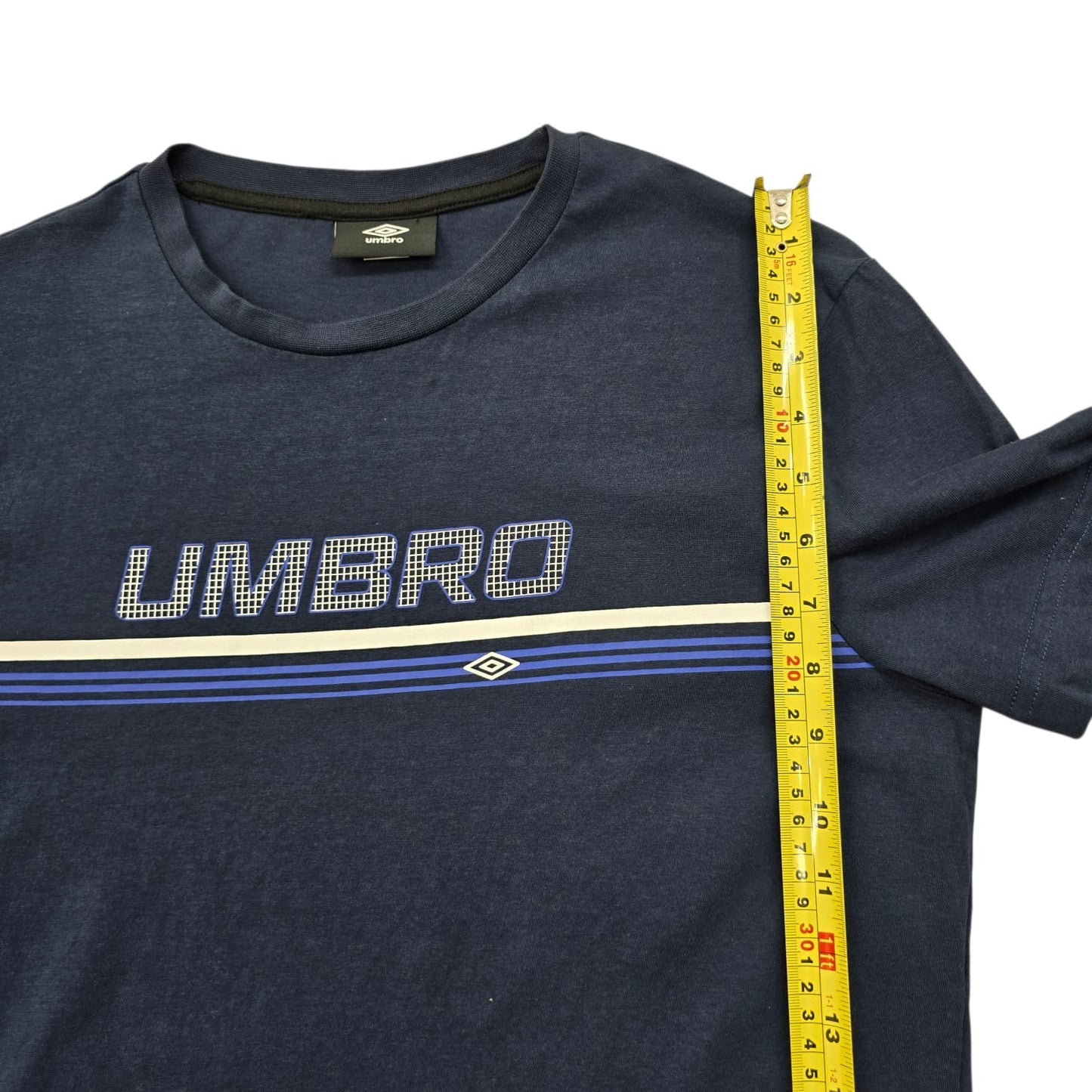 Umbro Men's Navy Blue Embroidered Logo T-Shirt Size M Vintage