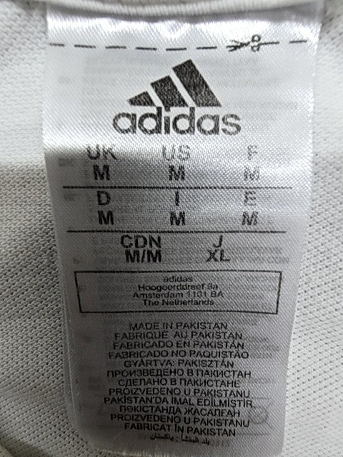 Adidas Men's White Striped Polo Shirt M Cotton Short Sleeve Casual