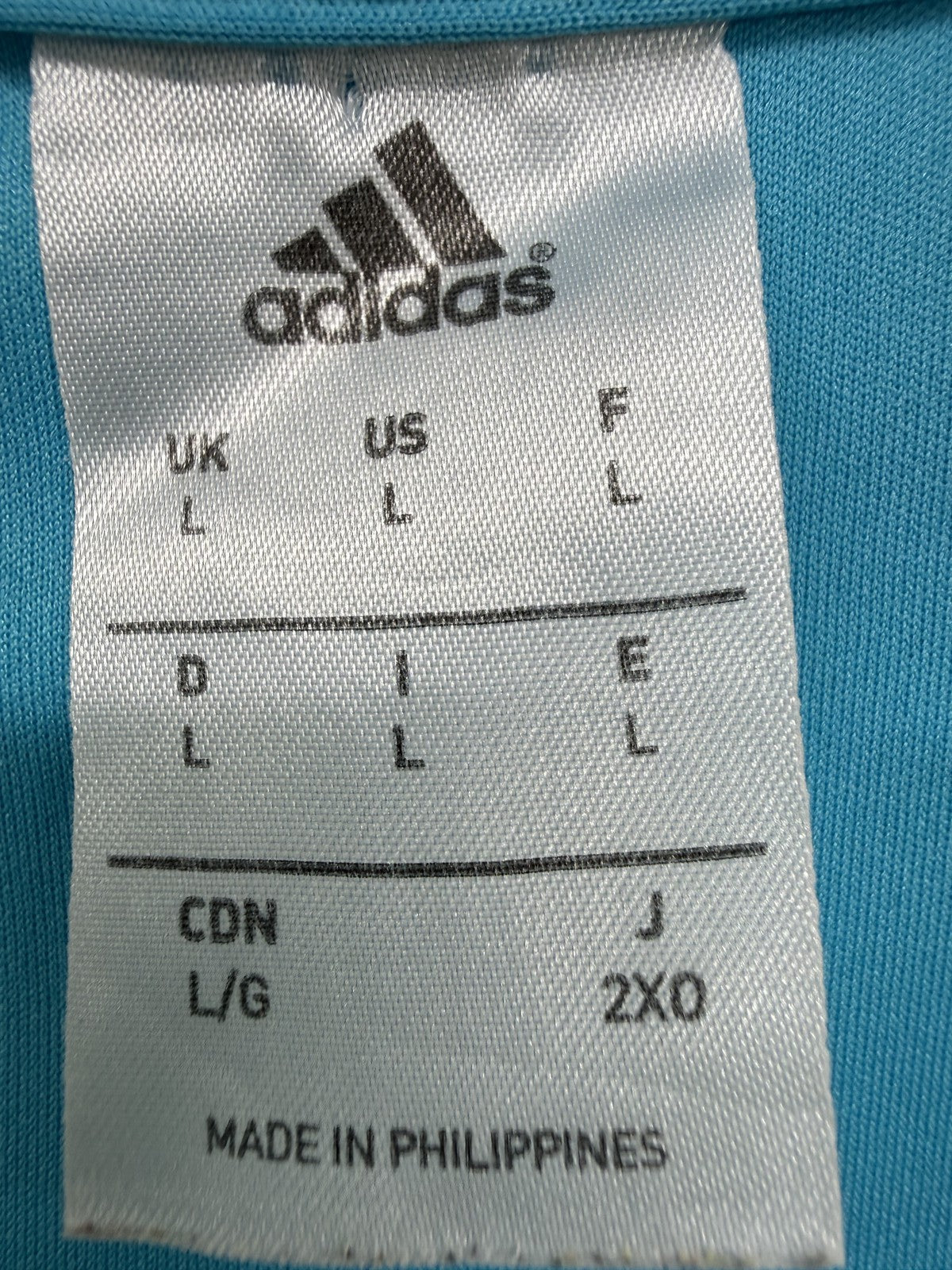 Adidas Men's Sky Blue Striped Soccer Jersey L Long Sleeve Vintage
