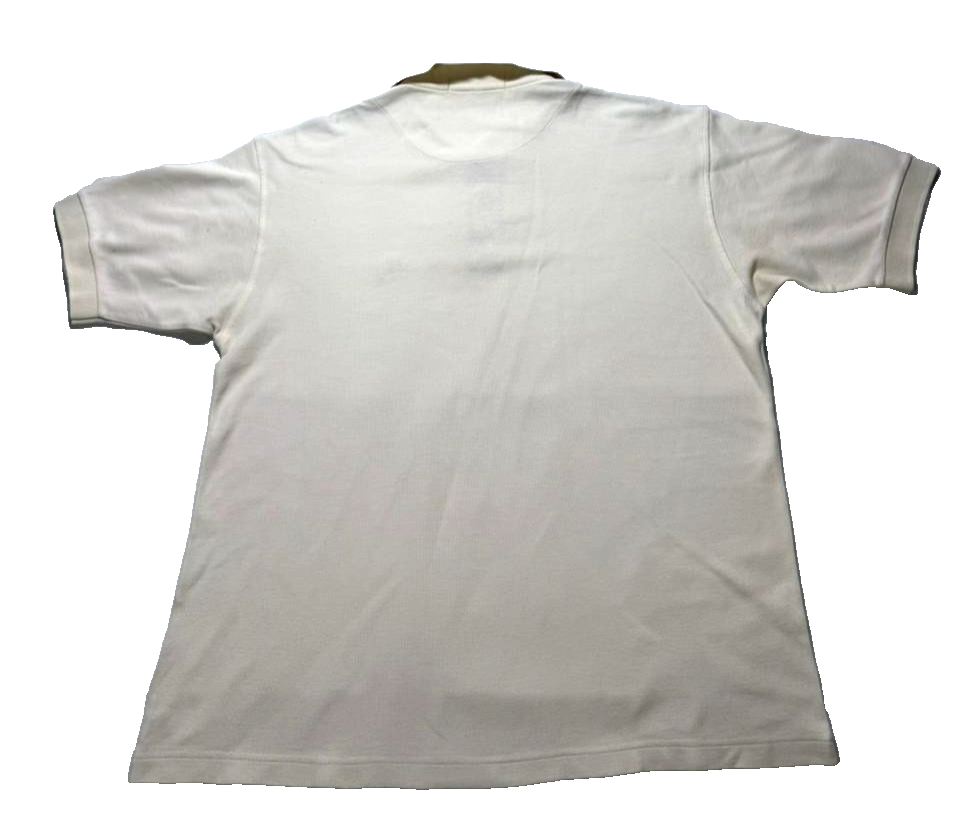 Burberry Of London Polo Shirt White Beige Nova Check Shoulder - Size S