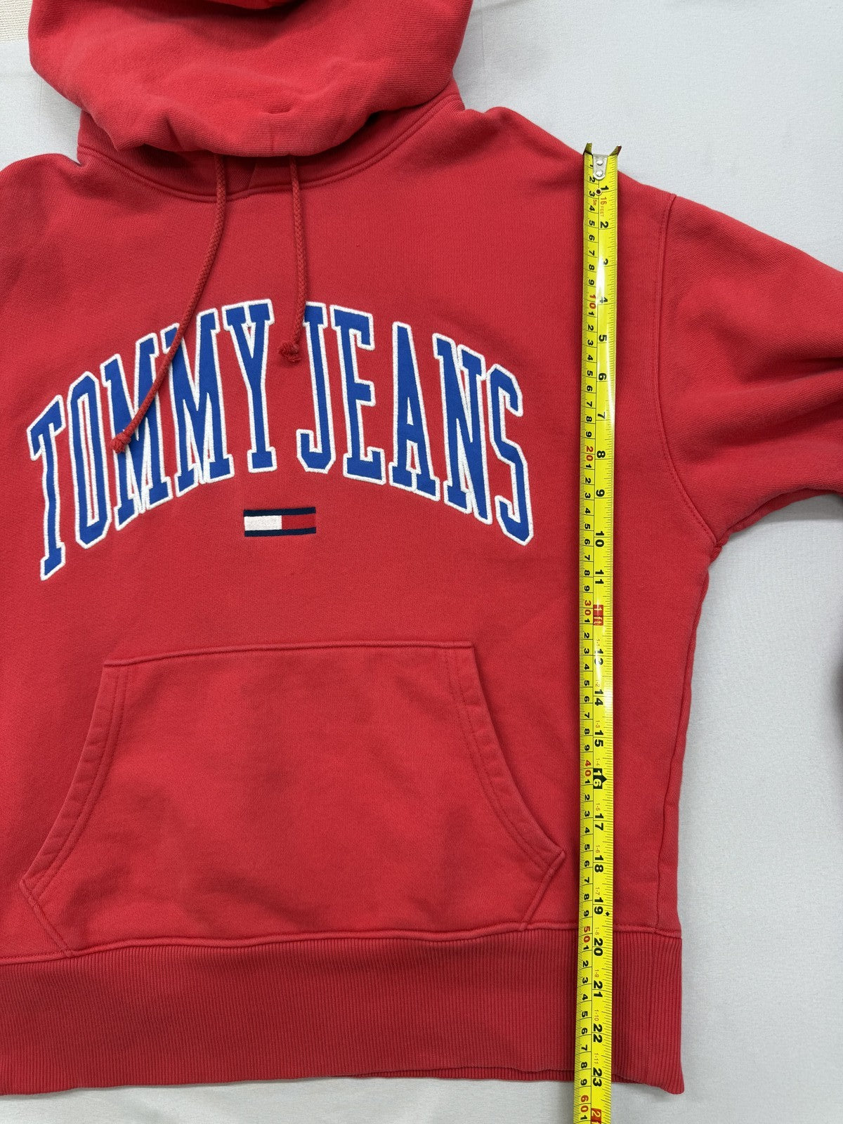 Tommy Jeans Men's Red Pullover Hoodie S French Terry Long Sleeve