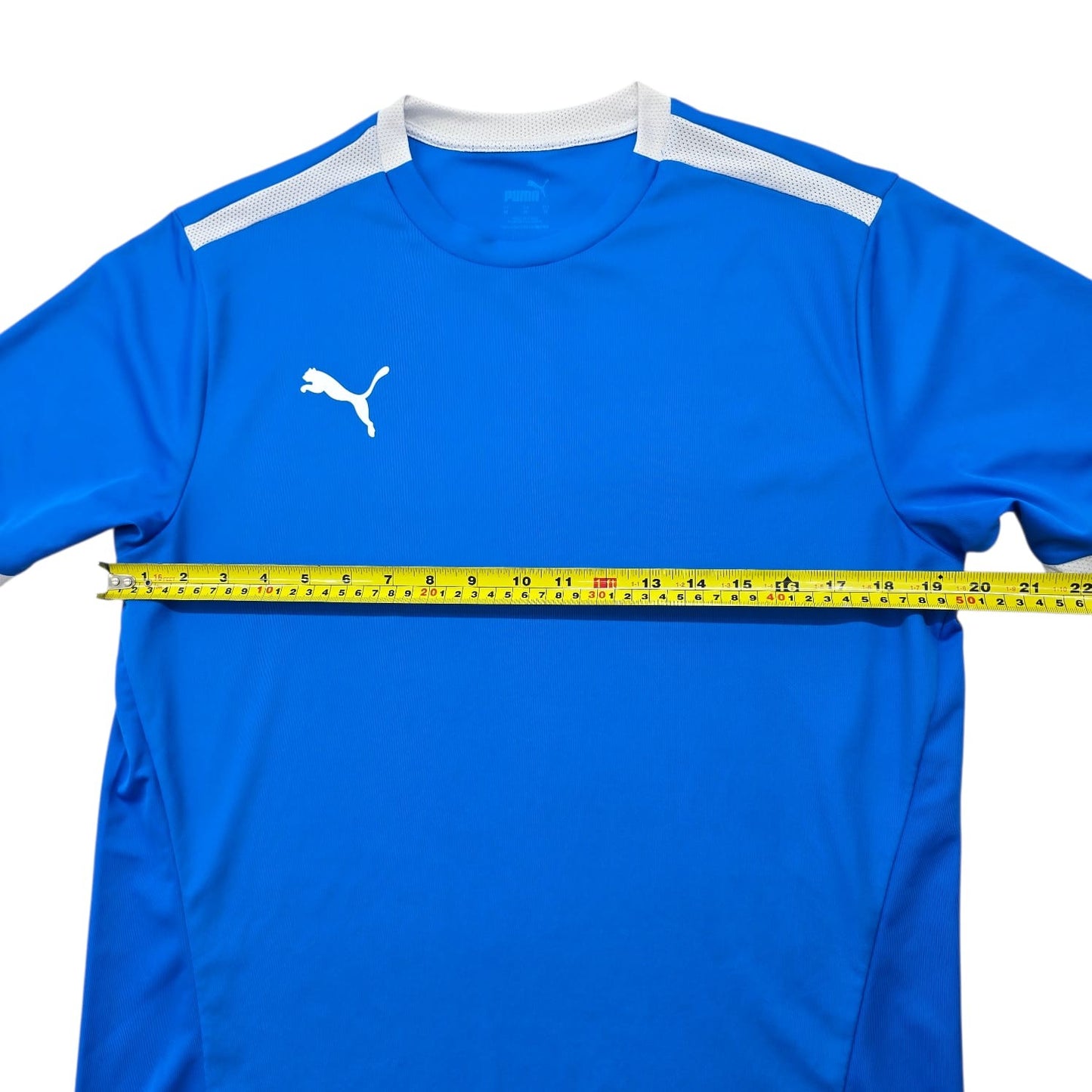 PUMA Men's Blue Soccer Jersey Slim Fit Mesh Short Sleeve