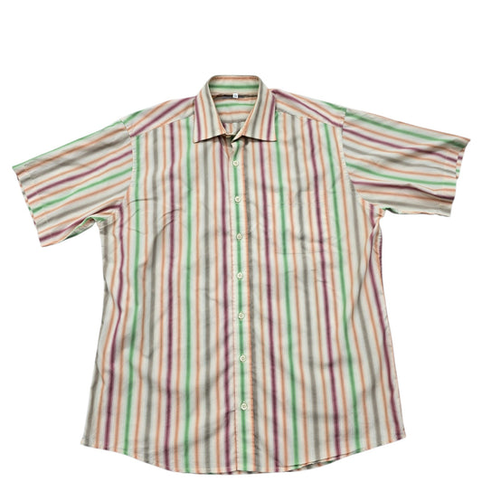 Angelo Litrico Men's Multicolor Shirt – Size 42, Striped, Short Sleeve
