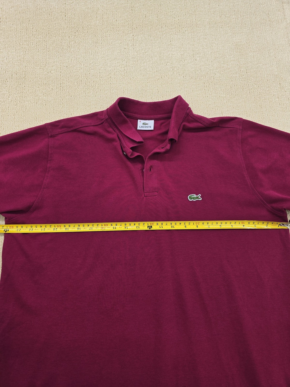 Lacoste Men's Polo Shirt Size 6 Maroon Short Sleeve Cotton