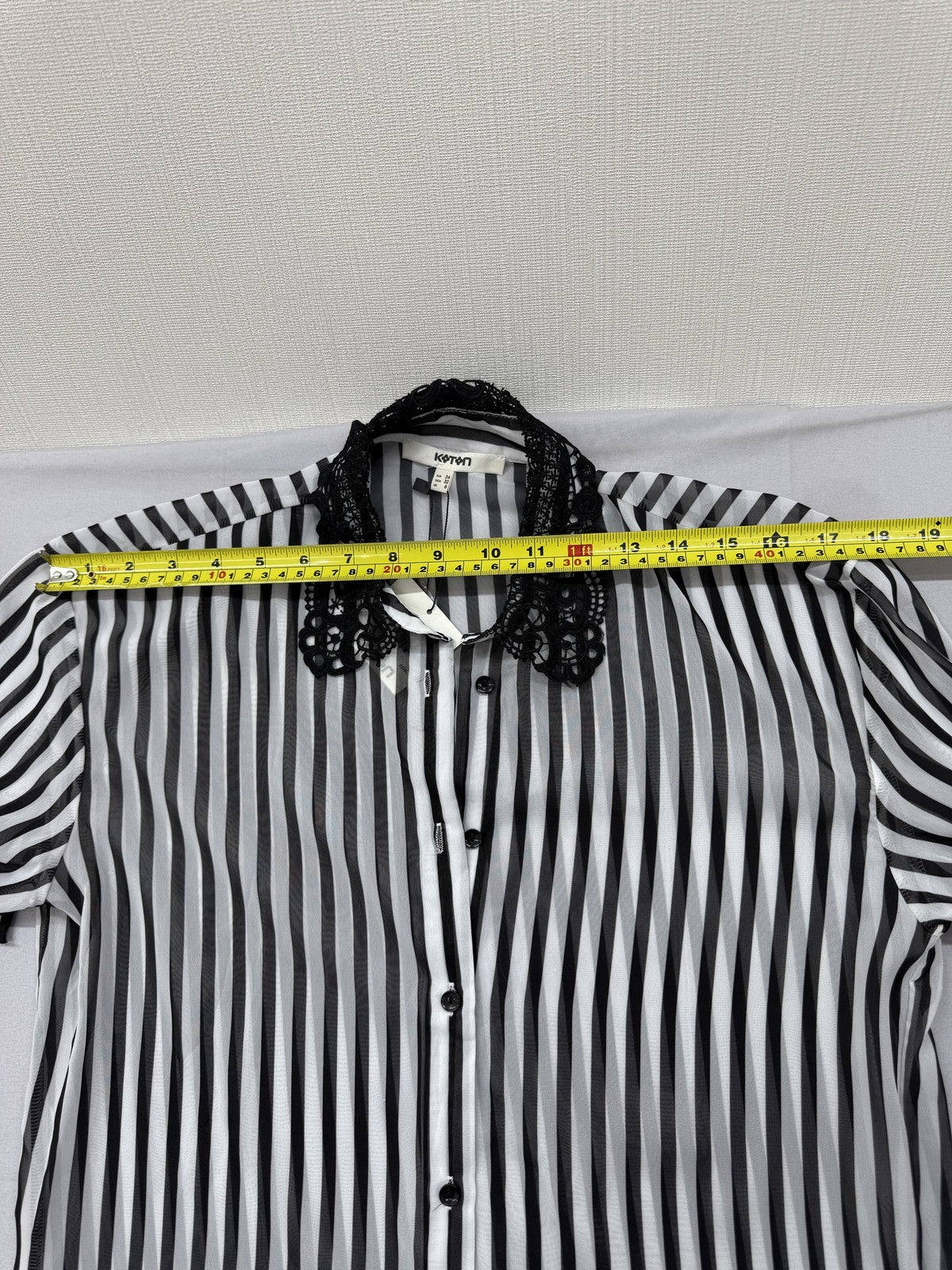 Koton Black White Striped Button-Down Blouse Long Sleeve EUR 34