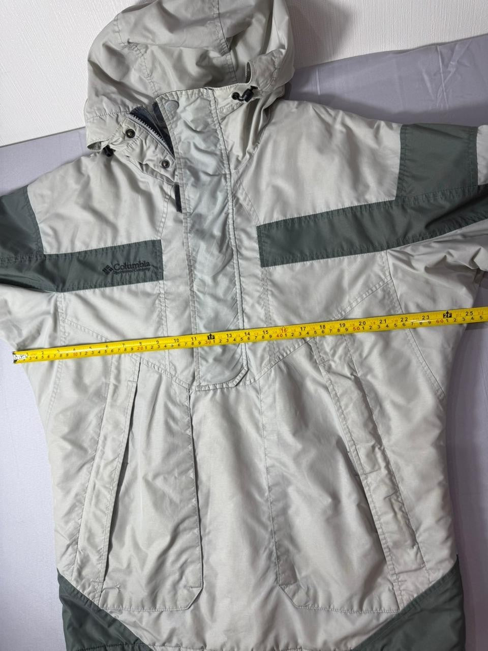 Columbia Men's Small Hooded Winter Jacket Off-White Grey Outdoor Coat