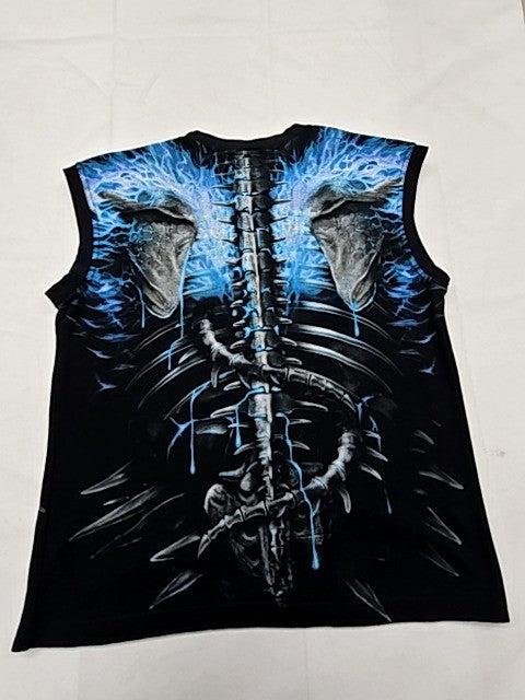 Spiral Direct Black/Blue Skull Gothic Tank Top L Cotton Sleeveless