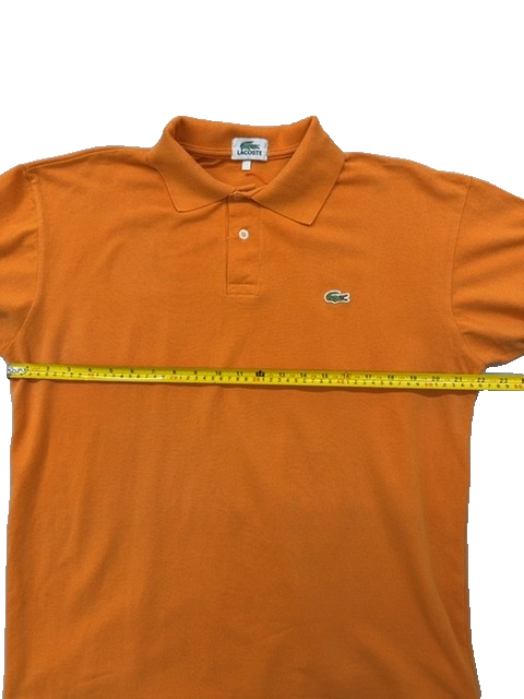Lacoste Men's Orange Cotton Polo Shirt Short Sleeve Button Regular