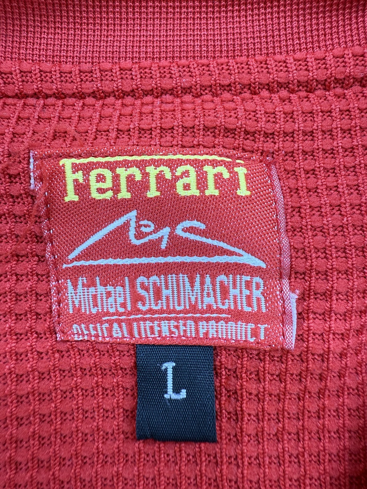 Ferrari Michael Schumacher Red V-Neck Polo Shirt Men's L Racing Logo