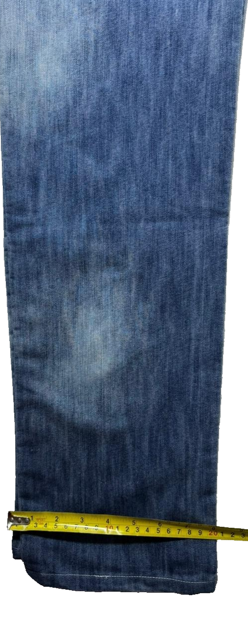 Budget Men's Faded Denim Jeans - Embroidered Back Pockets, Straight Leg, Size 36