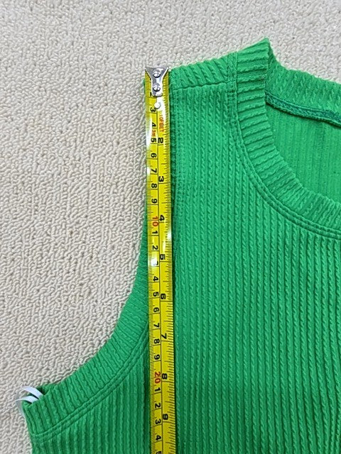 Isaac Mizrahi Green Maxi Dress Sleeveless Crew Neck Ruched Waist L