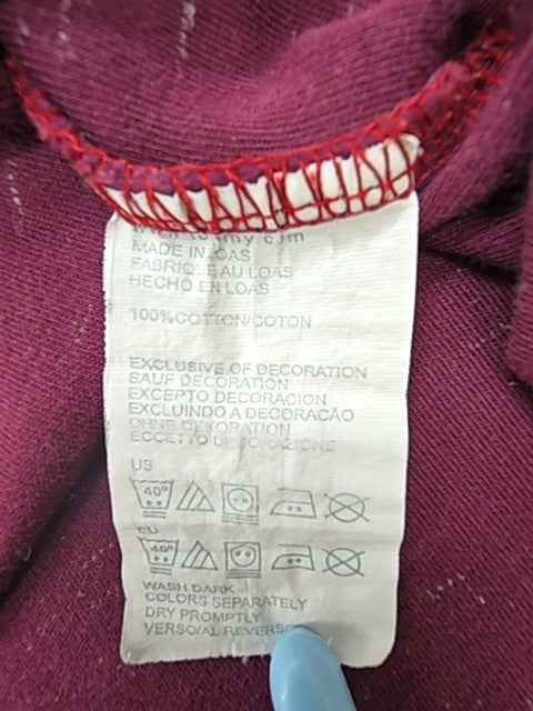 Tommy Hilfiger Men Burgundy Polo Shirt XL Cotton Tagless Solid