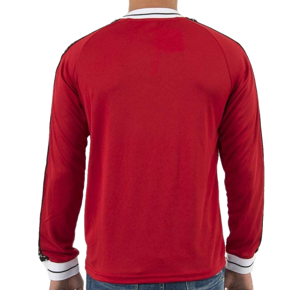 Kappa Men'S Red Banda Long Sleeve Shirt White Logo Taped Sleeves Stars Size M