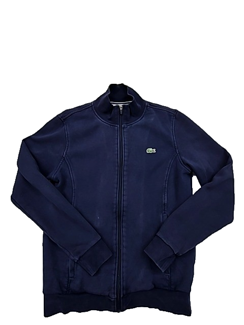 Lacoste Men's Navy Hoodie – Size S, Logo, Full Zip