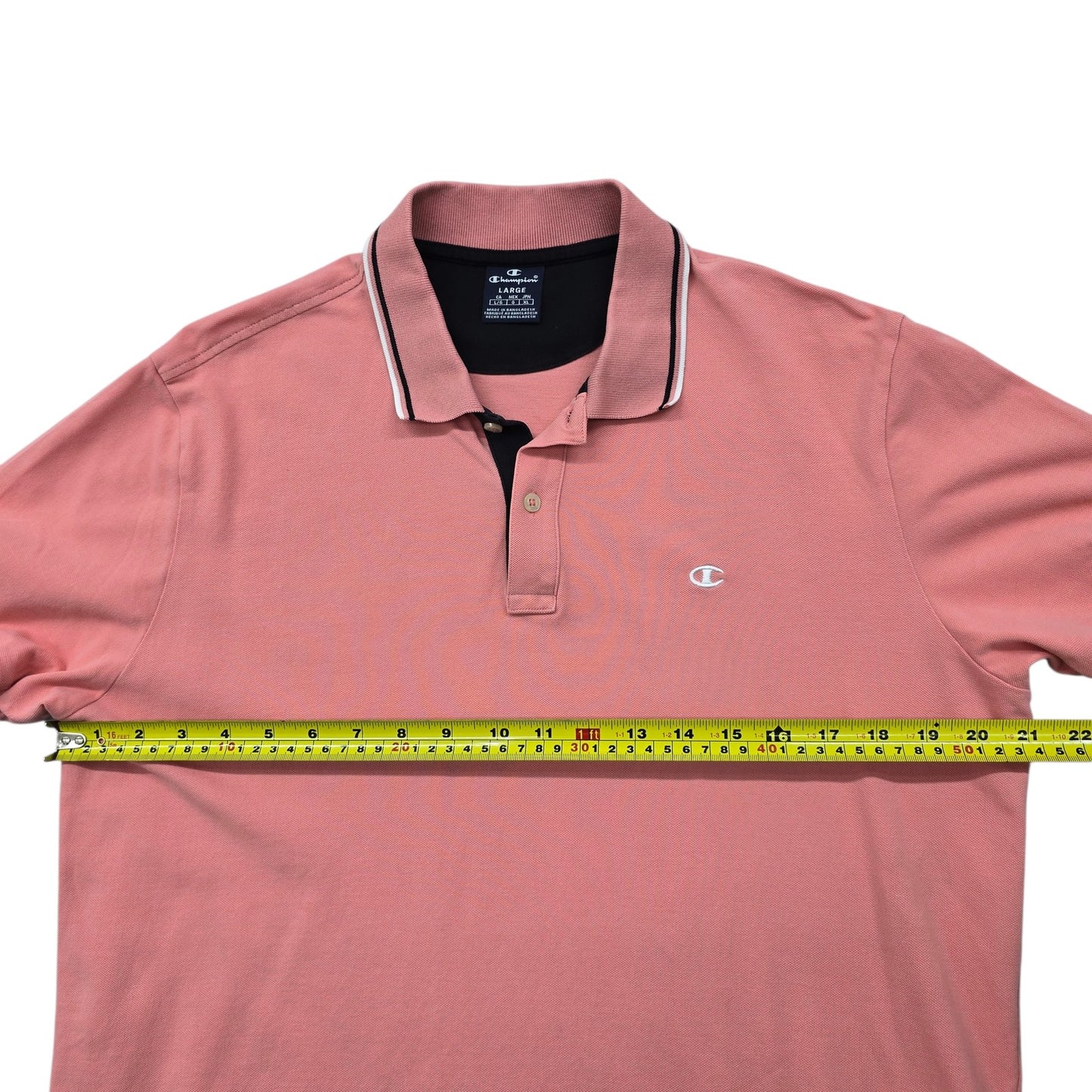 Champion Men's L Rose Mauve Cotton Polo Short Sleeve Striped Collar