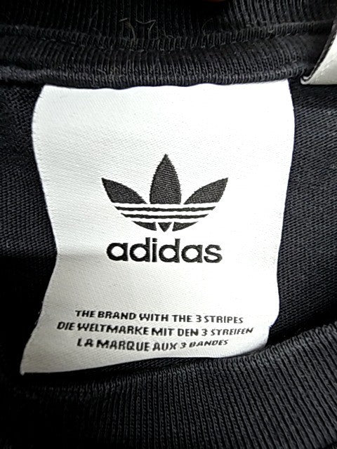 Adidas Boys Black 3 Stripes Kids T-Shirt Size 5 Regular Crew Neck