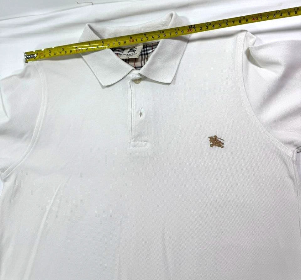 White Burberry Long-Sleeve Polo Shirt - Size M