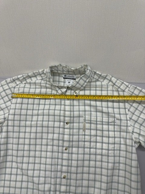 Columbia XXL White Plaid Cotton Button-Down Shirt