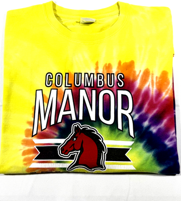 Port & Company Columbus Manor Mustang Rainbow Tie-Dye Tshirt, Unisex Xl