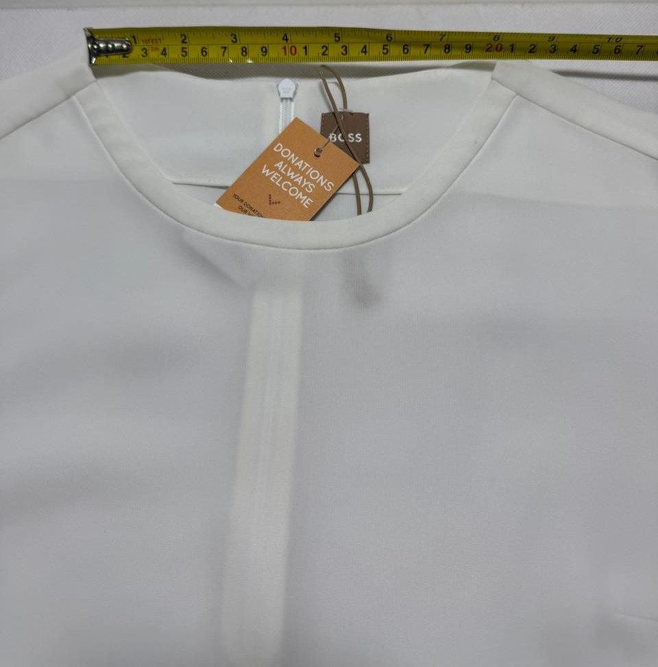 Hugo Boss Women's Blouse White | Short Sleeves Top | Made In Poland | Size:2