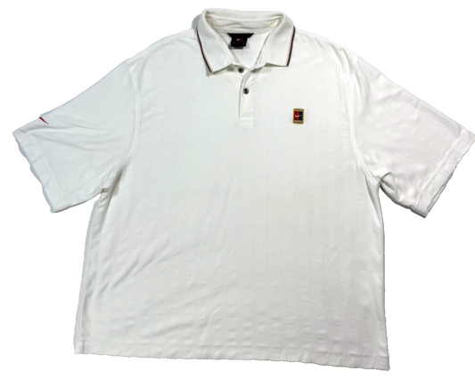 Vintage Nike Men's White Polo Shirt – Size M, Cotton