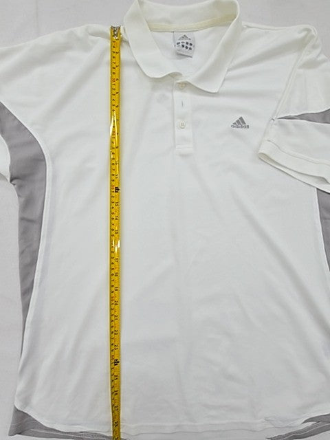 Adidas Men's White XL Short Sleeve Polo Shirt Button Closure