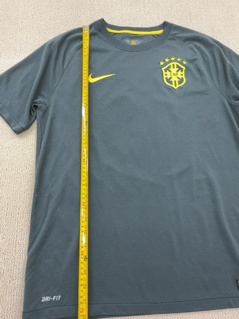 Nike Men's Grey Brazil Soccer Jersey Short Sleeve Dri-FIT Size L