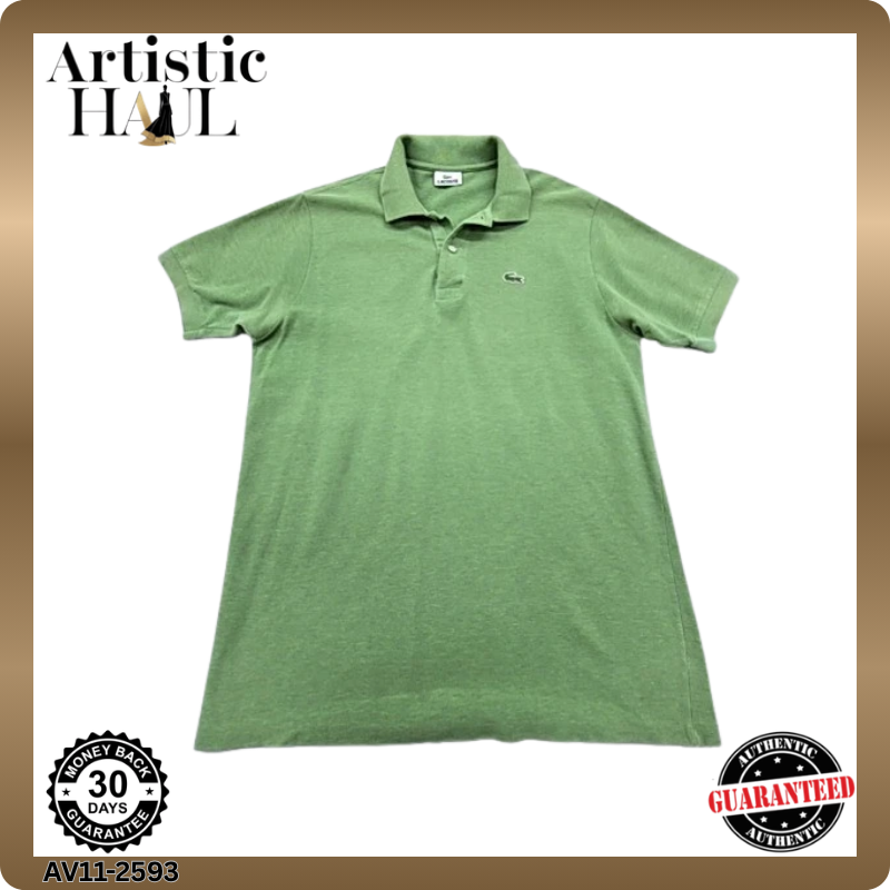 Lacoste Men's Green Polo Shirt Size 5 Classic Fit Croc Logo