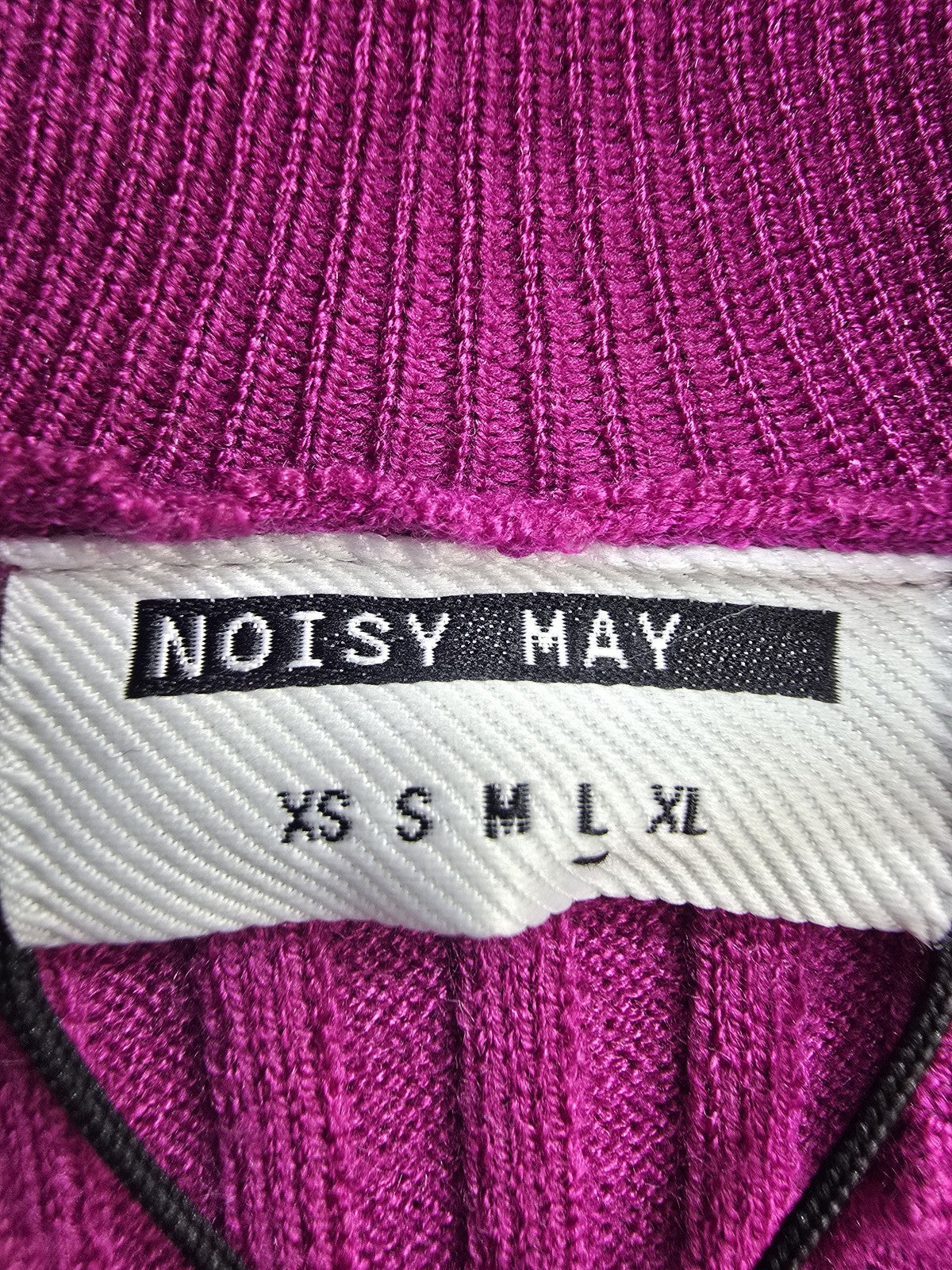 Noisy May Women's Purple High Neck Ribbed Knit Top M Cropped