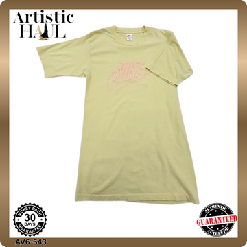 Nike Yellow Logo Cotton Crewneck T-Shirt Men's L Vintage