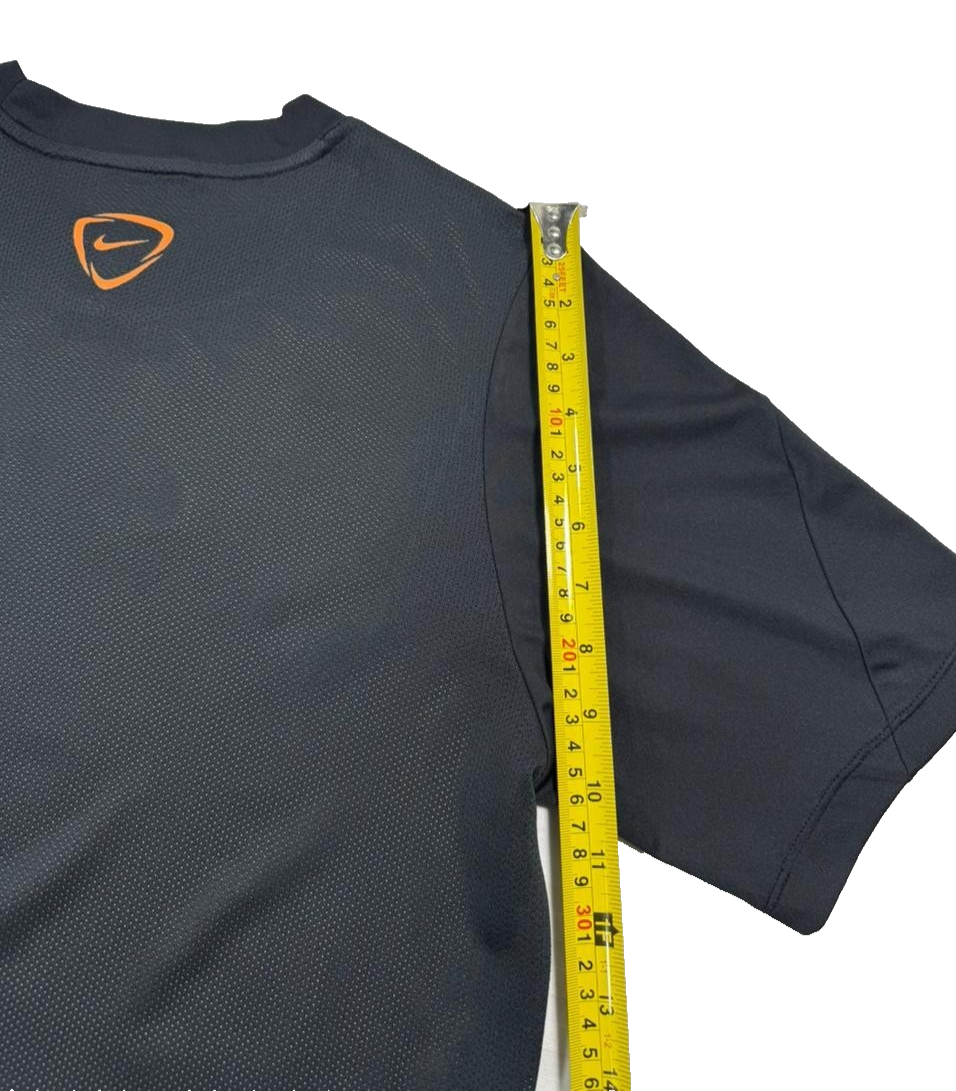 Nike Dri-FIT Men's Training T-Shirt Black Orange Gradient Swoosh Athletic Large