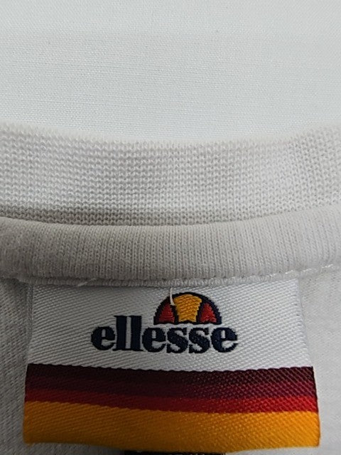 ellesse Men White Logo Cotton Crew Neck T-Shirt Size S Regular Condition